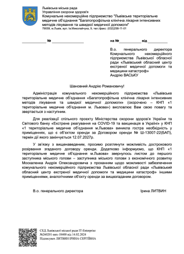 Лист з пропозицією достроково розірвати договір оренди